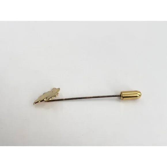 Leaf Shaped Gold Toned Classic Vintage Stick Pin | Hat Pin | Lapel Pin - Picture 8 of 9